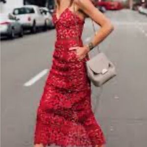 Self-Portrait Red Floral Arabella Lace Dress